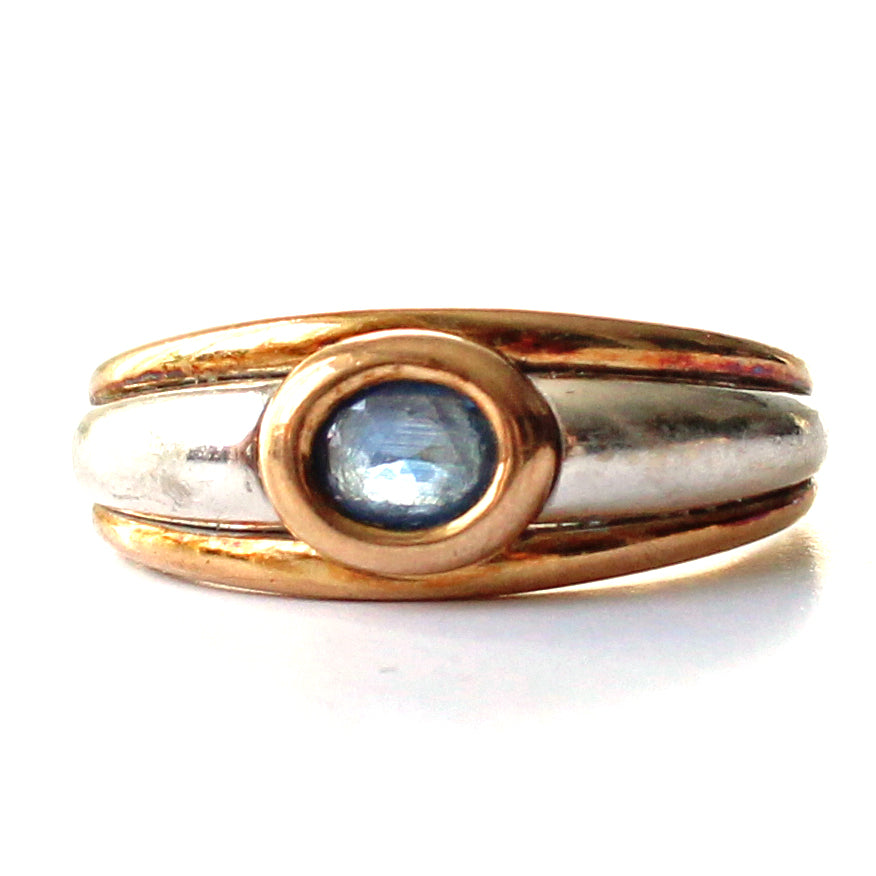 Vintage Two Tone 9ct Gold Sapphire Band