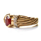 Vintage 9ct Gold Garnet Diamond Croissant Ring