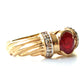 Vintage 9ct Gold Garnet Diamond Croissant Ring