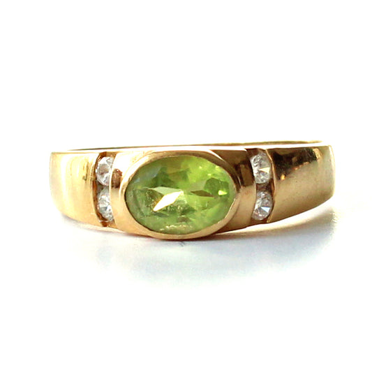 Vintage 9ct Gold Peridot CZ Band