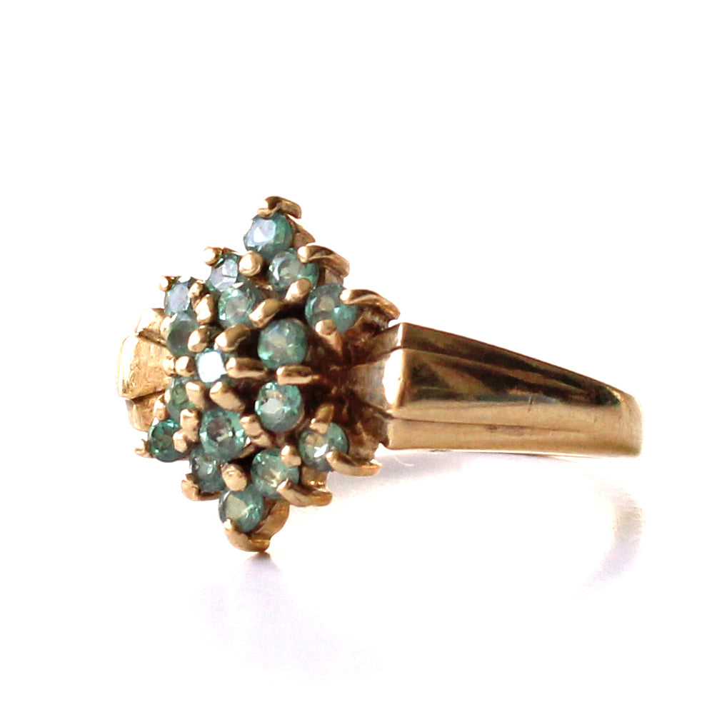 Vintage 9ct Gold Emerald Cluster Ring