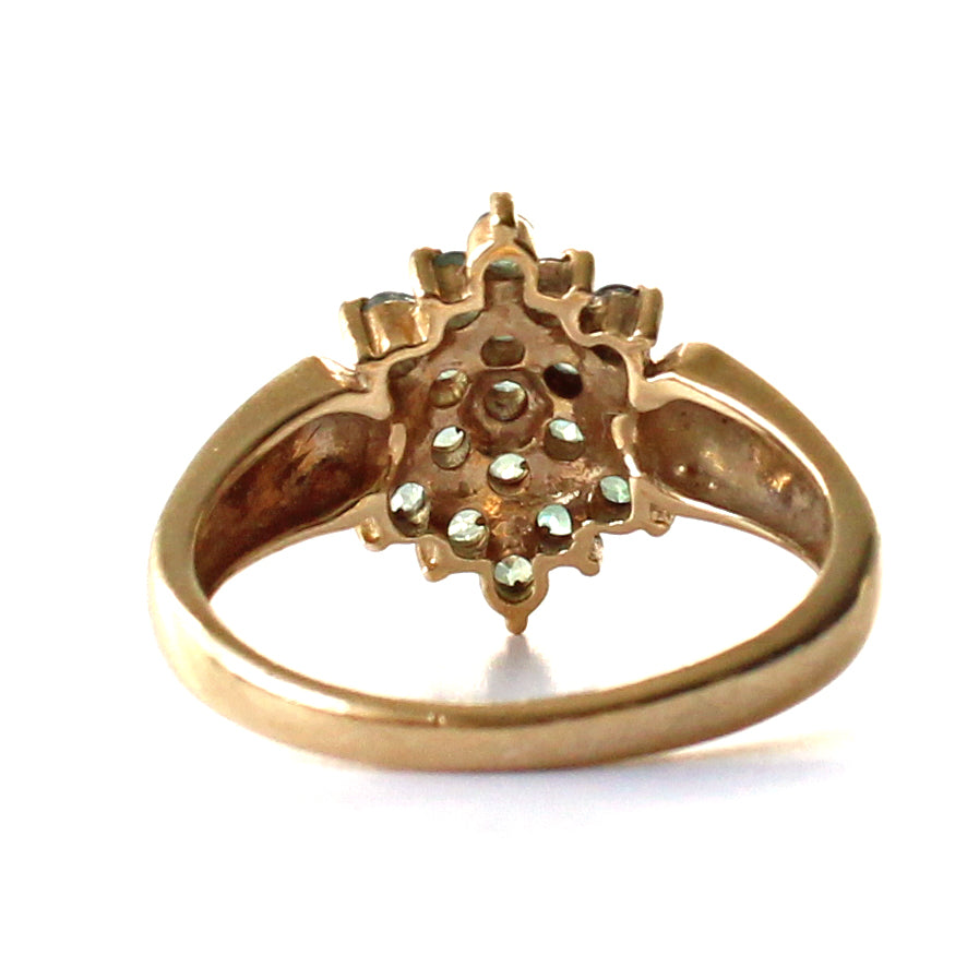 Vintage 9ct Gold Emerald Cluster Ring