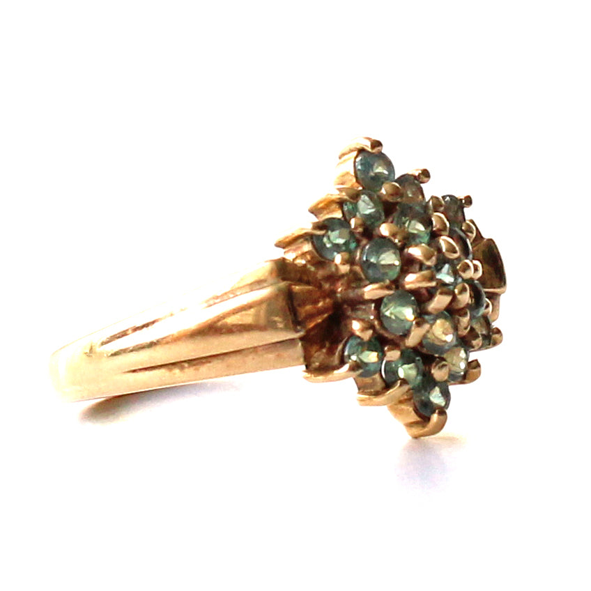 Vintage 9ct Gold Emerald Cluster Ring