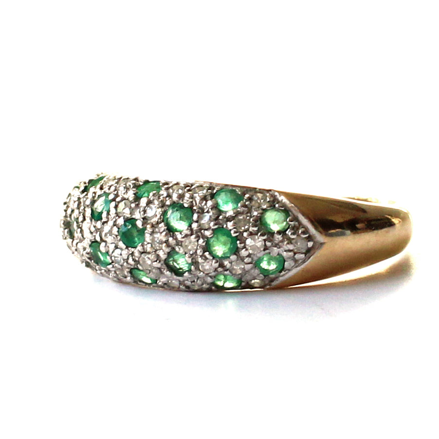 Vintage 9ct Gold Emerald & Diamond Ring