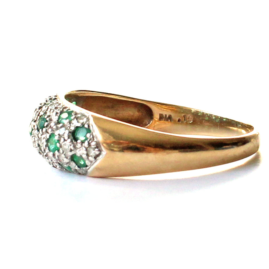 Vintage 9ct Gold Emerald & Diamond Ring