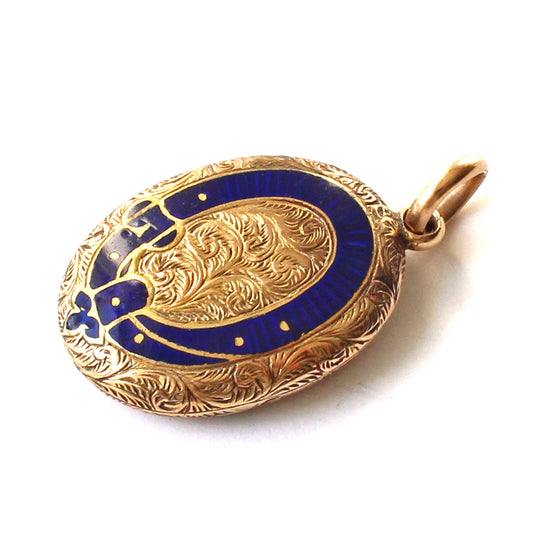 9ct Gold Enamel Victorian Mourning Locket