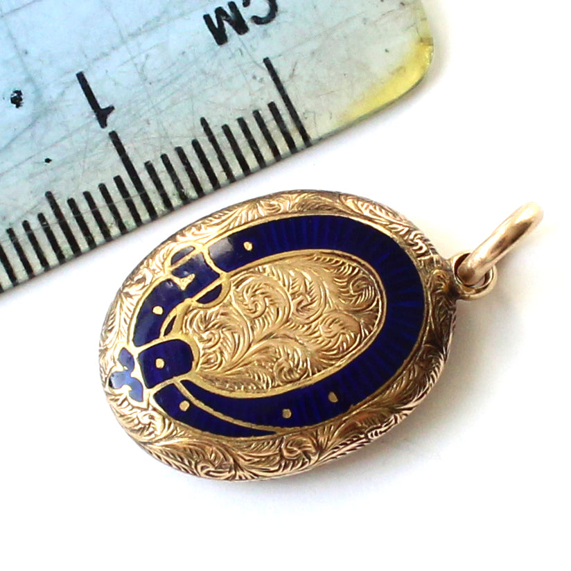 9ct Gold Enamel Victorian Mourning Locket