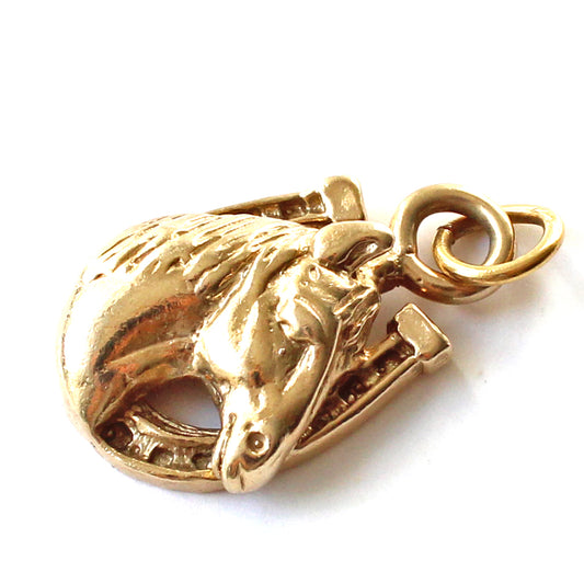 Large Antique 9ct Gold Horse Pendant (5.6grams)