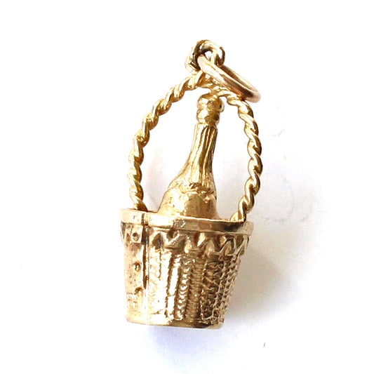 Vintage 9ct Gold Champagne Bottle in Ice Bucket Charm (2.6grams)