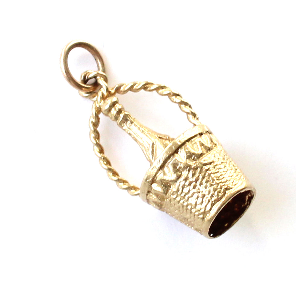 Vintage 9ct Gold Champagne Bottle in Ice Bucket Charm (2.6grams)