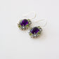 Sterling Silver Suffragette style Earrings with Amethyst Peridot & Seed Pearl