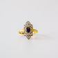 Art Deco style Blue Paste Navette Ring Set in Solid Silver
