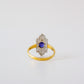 Art Deco style Blue Paste Navette Ring Set in Solid Silver