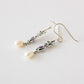 Art Nouveau style Sterling Silver Peridot Amethyst & Pearl Earrings