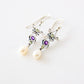 Art Nouveau style Sterling Silver Peridot Amethyst & Pearl Earrings