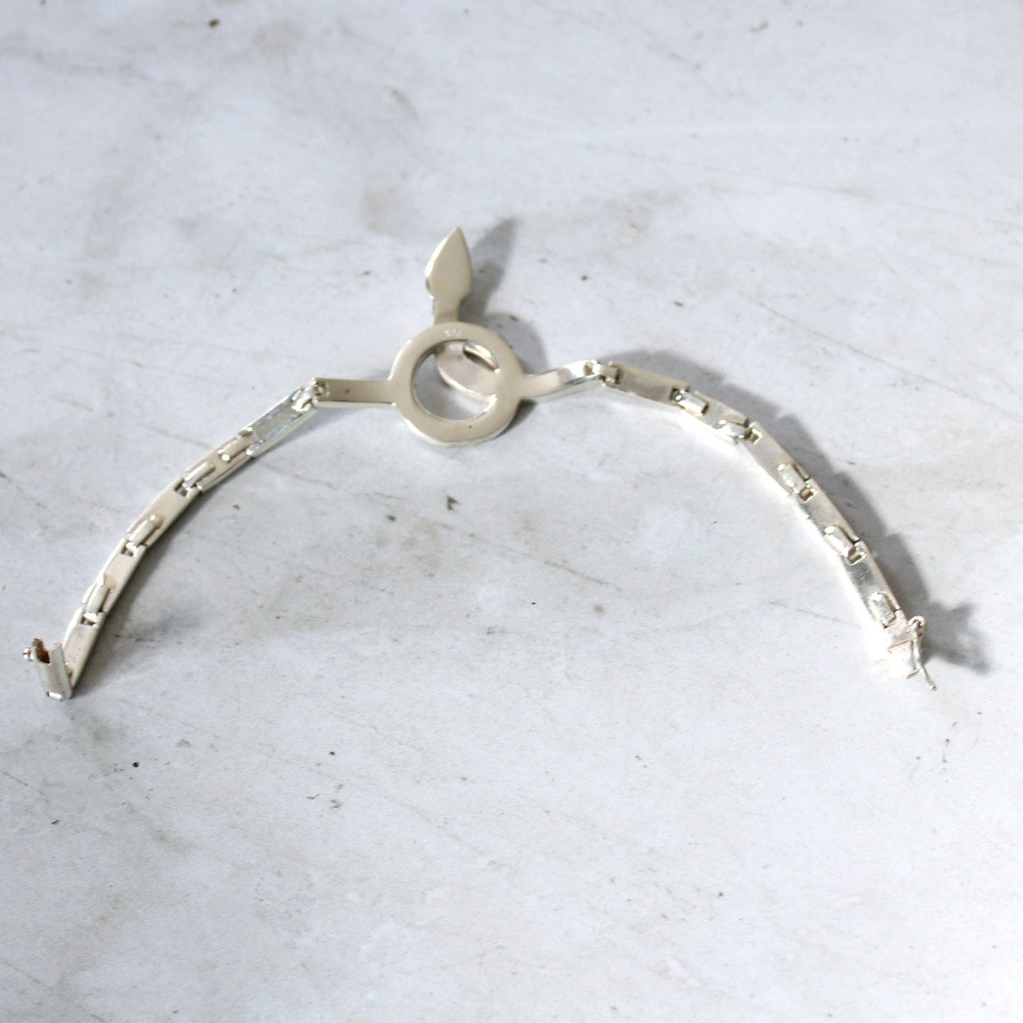 Vintage Sterling Silver Pearl Panel Snake Bracelet