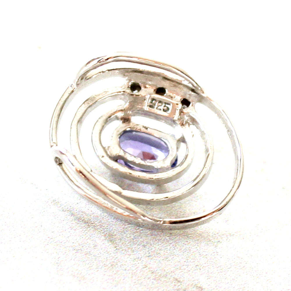 Sterling Silver Tanzanite & Diamond Pendant