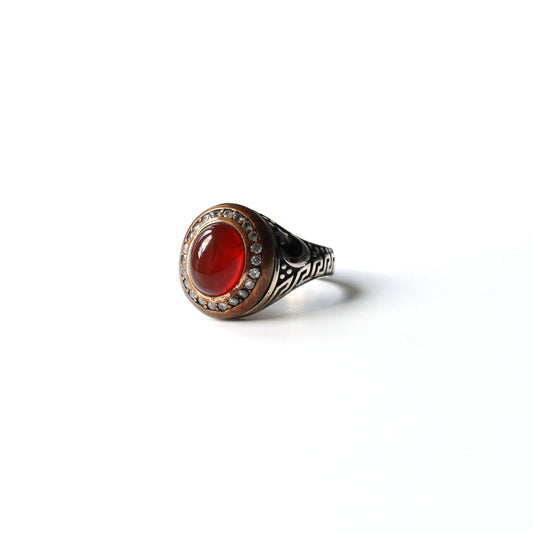 Unique Sterling Silver Carnelian Celestial Ring