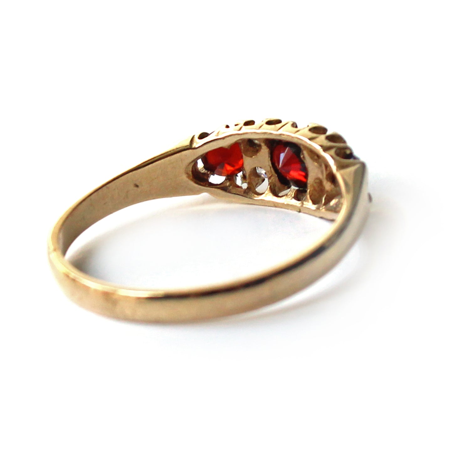 Vintage 9ct Gold Emerald Paste & Diamond Ring