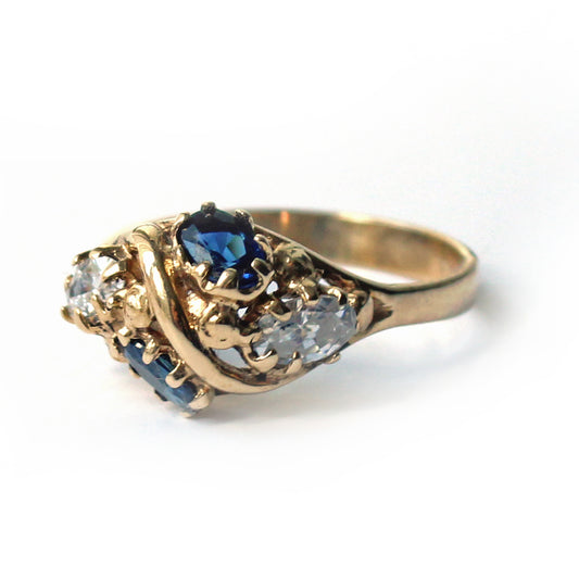 Vintage 9ct Sapphire Cluster Ring