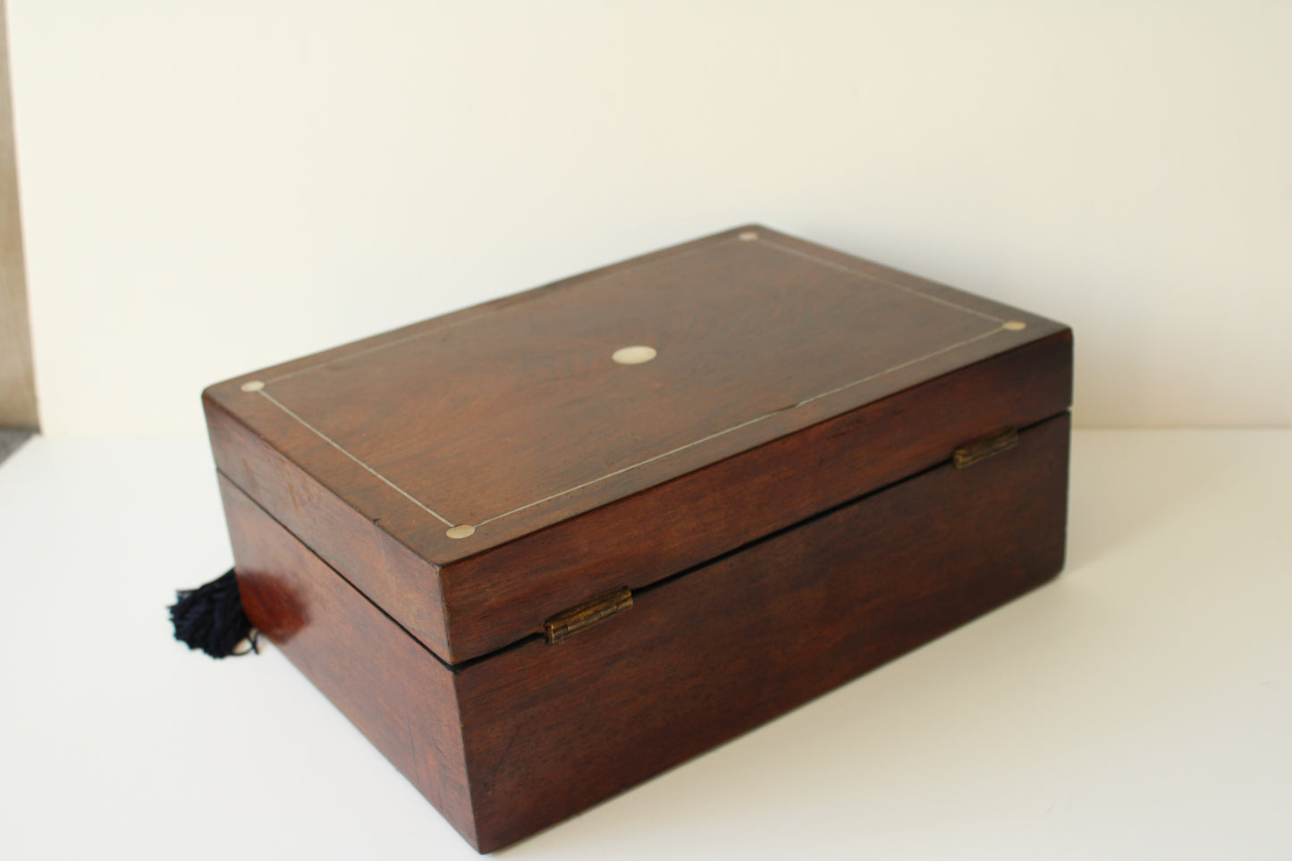 Victorian Rosewood Multi Ring Jewelery Box with Pearl Inlay