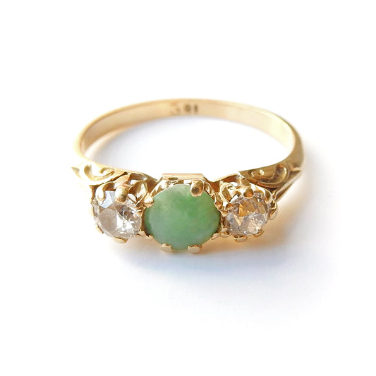 Antique 18ct Diamond & Jade Ring