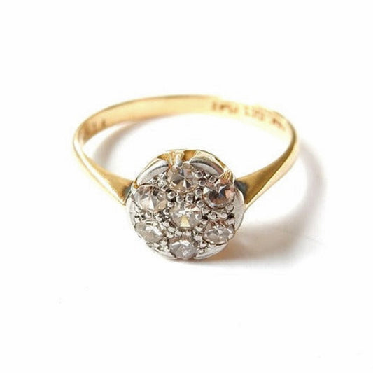 Antique 18ct Gold Platinum Diamond Ring US Size 7 UK P