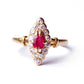 Antique 18ct Gold Ruby & Diamond Navette Ring