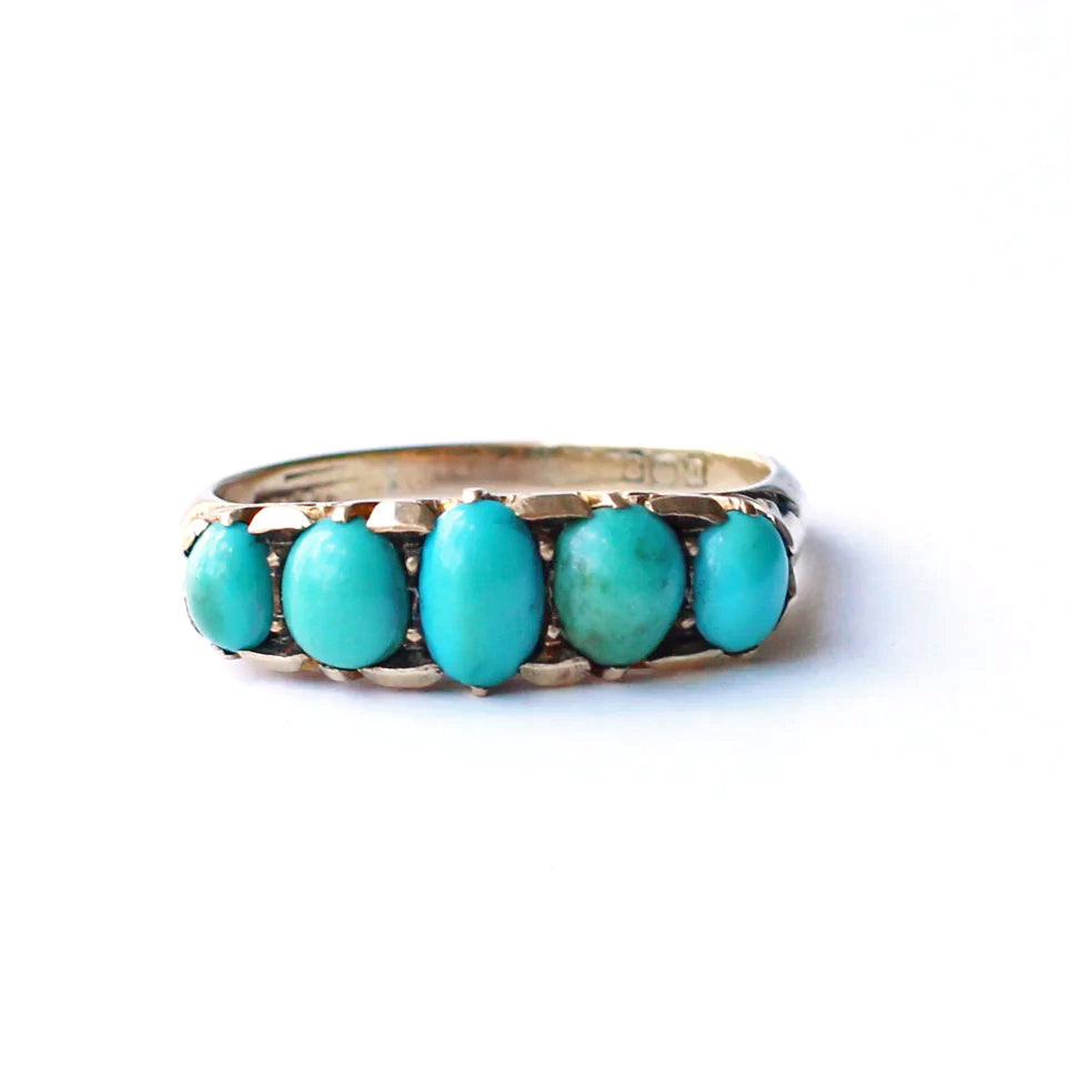 Antique 18ct Turquoise Five Stone Ring