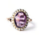 Antique 9ct Amethyst with Pearl Halo Ring