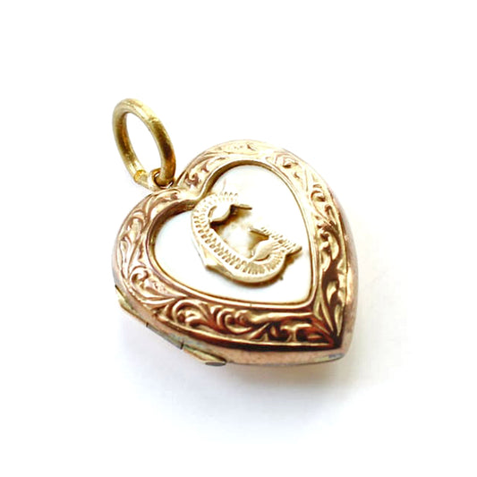 Antique 9ct Gold Back & Front Shell Inital G Locket
