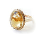 Antique Silver & 9ct Gold Citrine Cocktail Ring