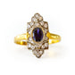 Art Deco style Blue Paste Navette Ring Set in Solid Silver