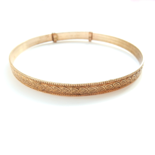 Vintage Rolled Gold Expandable Heart Bangle