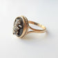 Antique 9ct Gold Old Cut Diamond Onyx Bear Ring US Size 7.5 UK Q