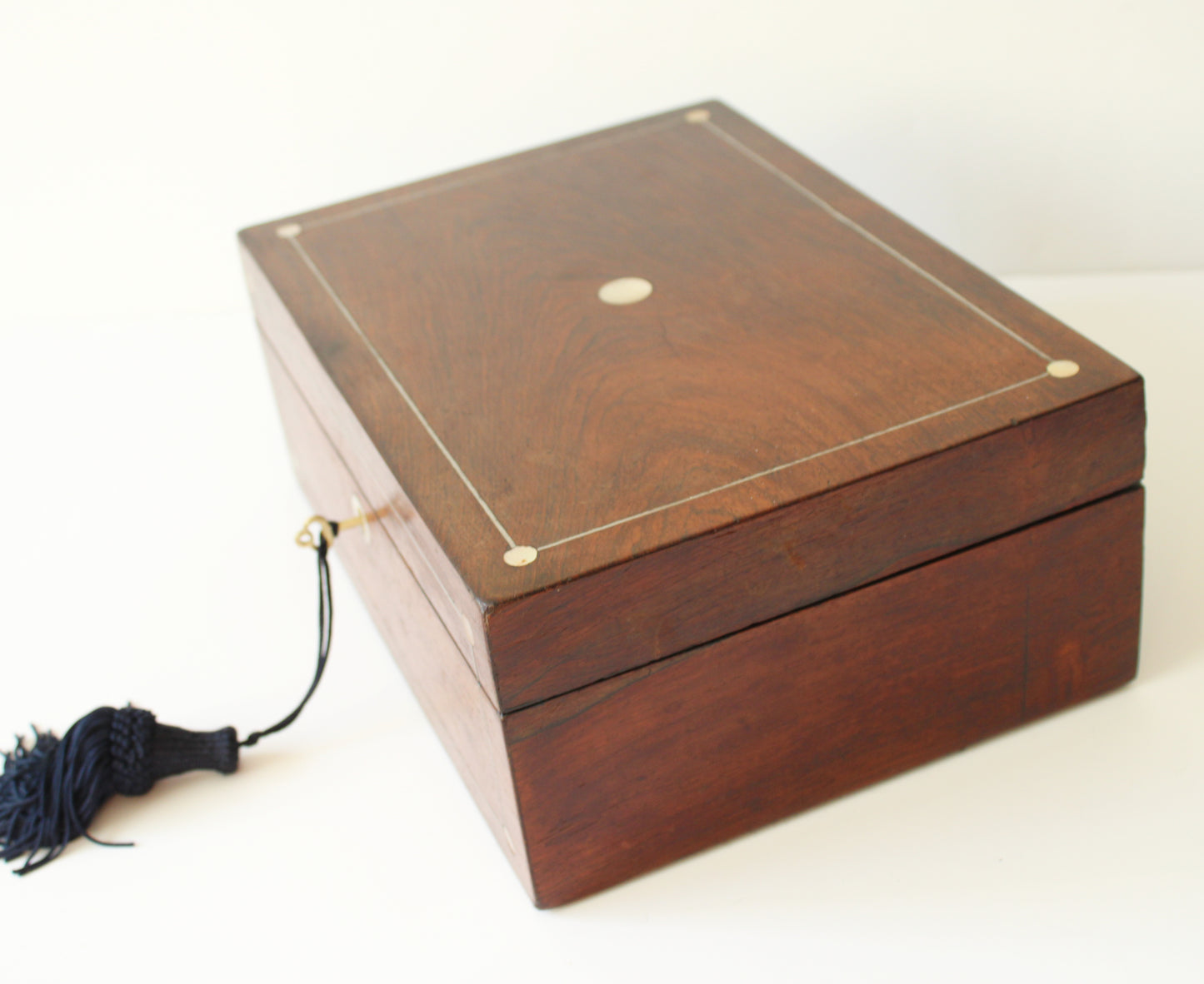 Victorian Rosewood Multi Ring Jewelery Box with Pearl Inlay