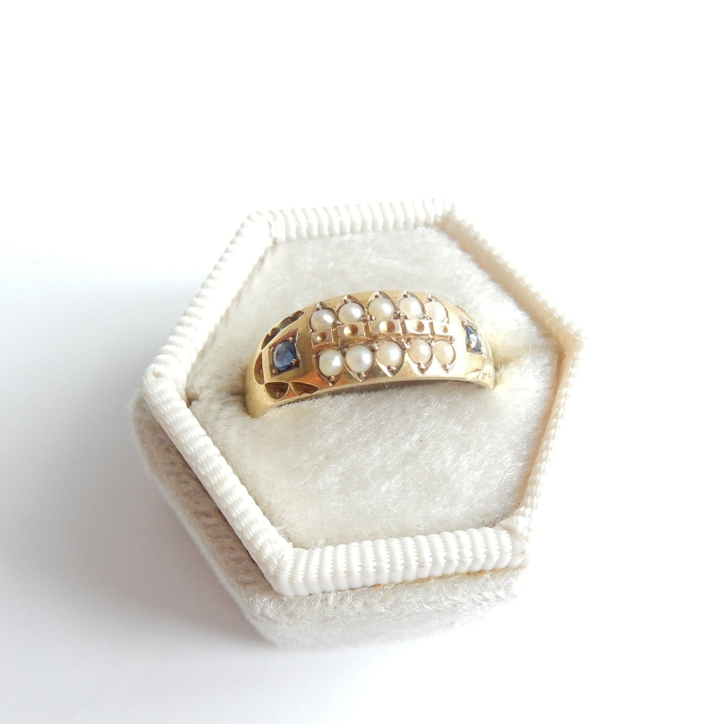 Custom Listing For JH Victorian 15ct Gold Sapphire Pearl Ring