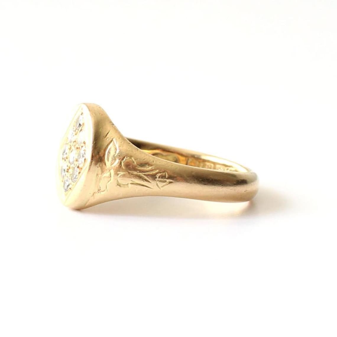 Chunky 18ct Gold & Diamond Signet Ring by Deakin Francis 9.6grams