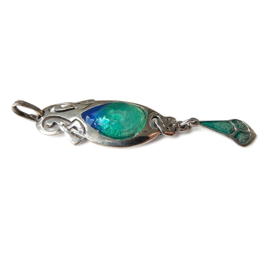Art Nouveau style Solid Silver Enamel Pendant