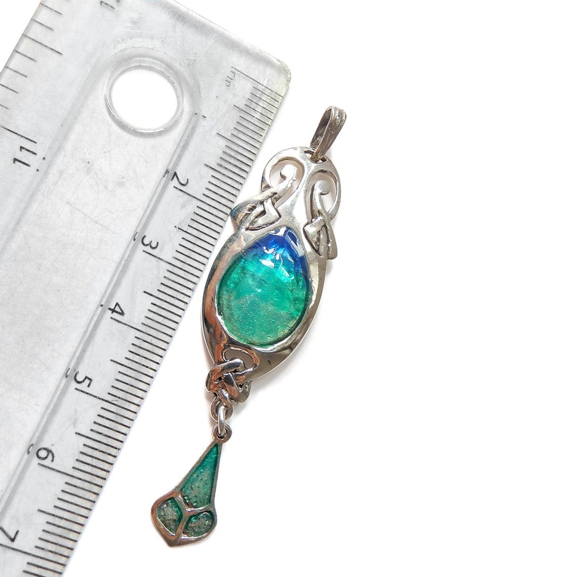 Art Nouveau style Solid Silver Enamel Pendant