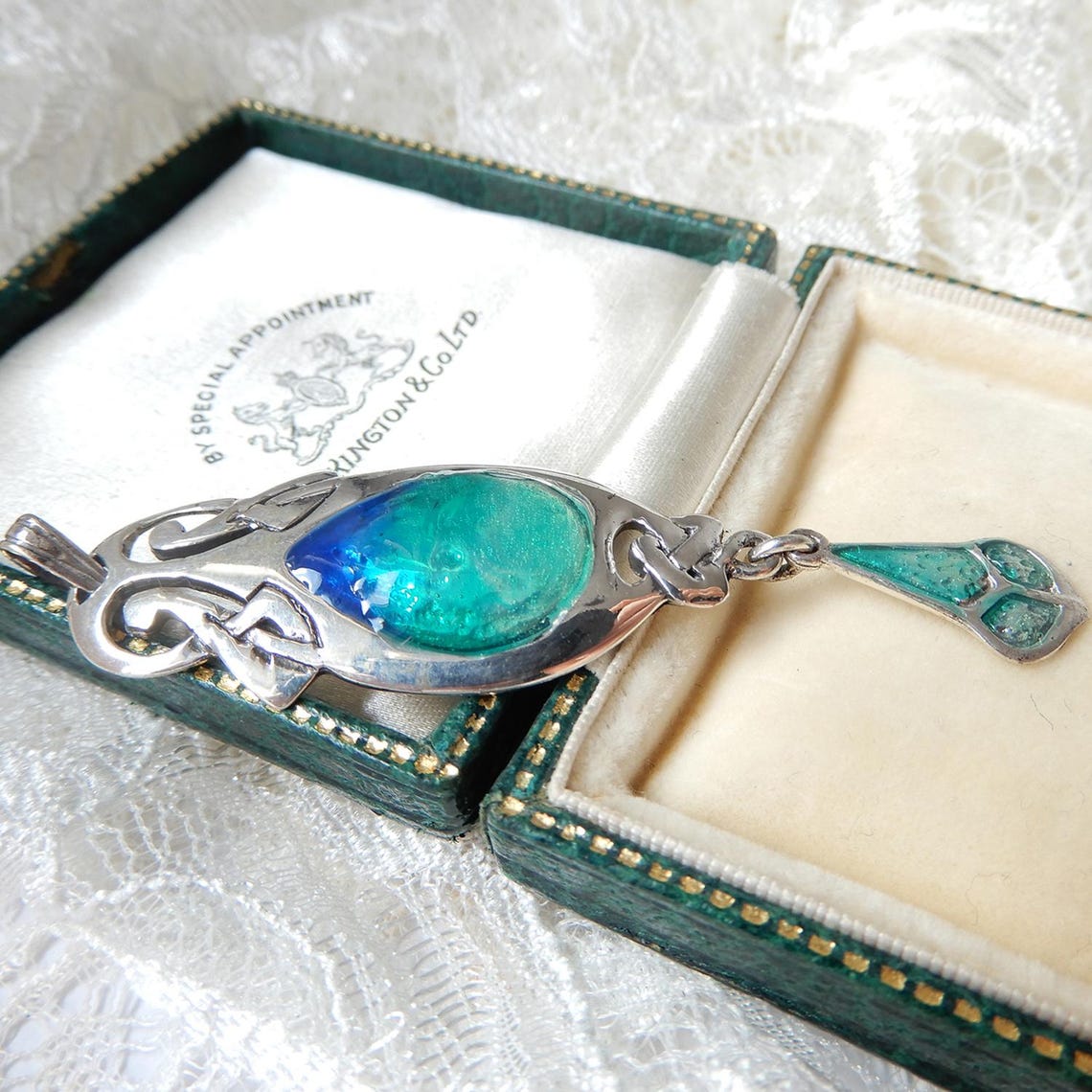 Art Nouveau style Solid Silver Enamel Pendant