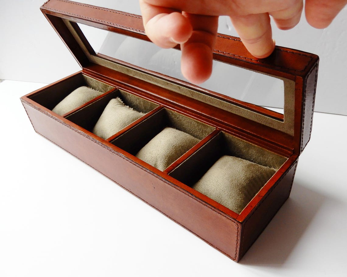 Tan Leather Mens Rolex Watch Box Case Hand Crafted