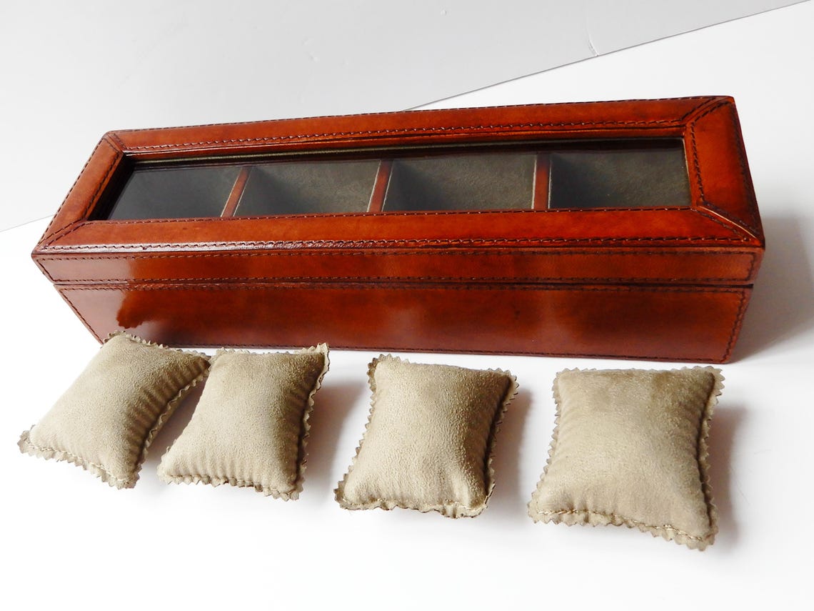 Tan Leather Mens Rolex Watch Box Case Hand Crafted