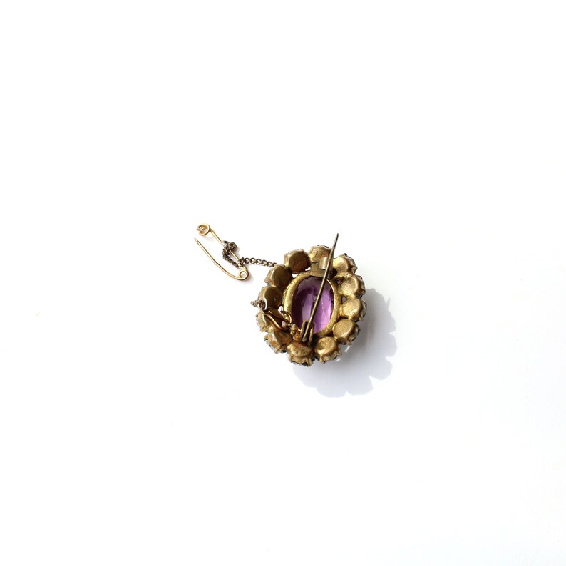 Antique Faceted Amethyst Glass & Paste Brooch