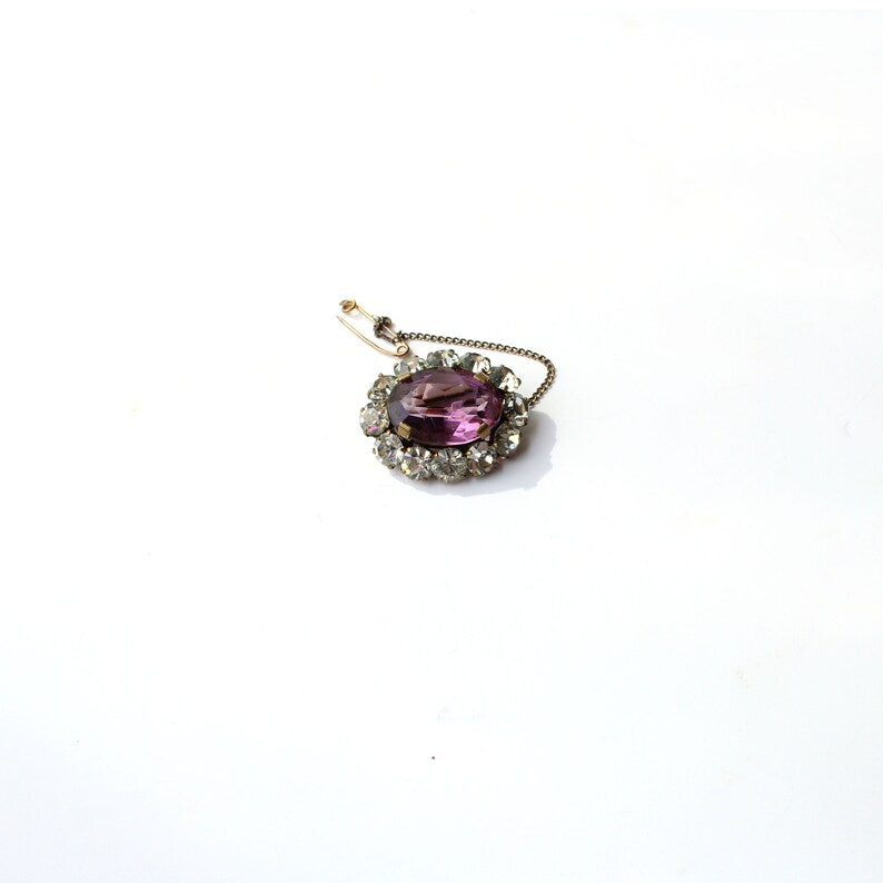 Antique Faceted Amethyst Glass & Paste Brooch