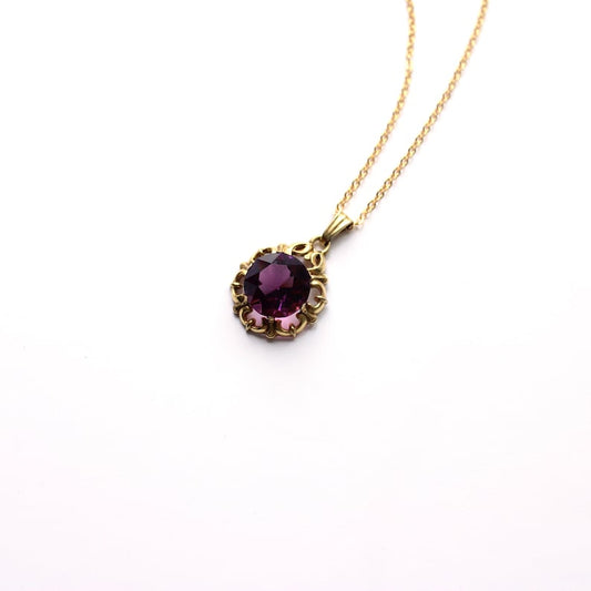 Vintage 14ct Rolled Gold Purple Paste Necklace