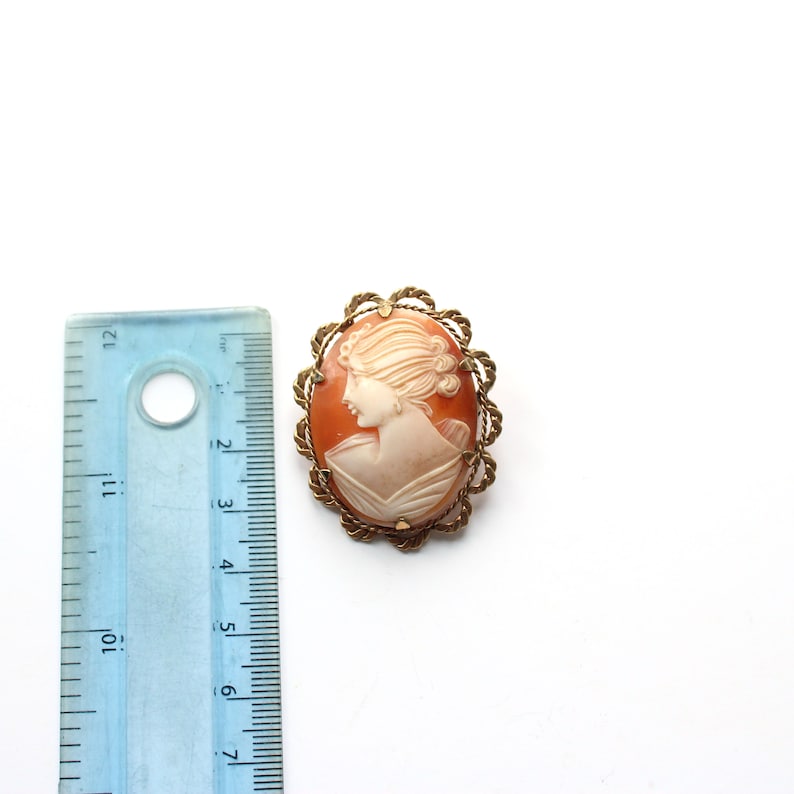 Antique Carved Shell Cameo in Rolled Gold Brooch