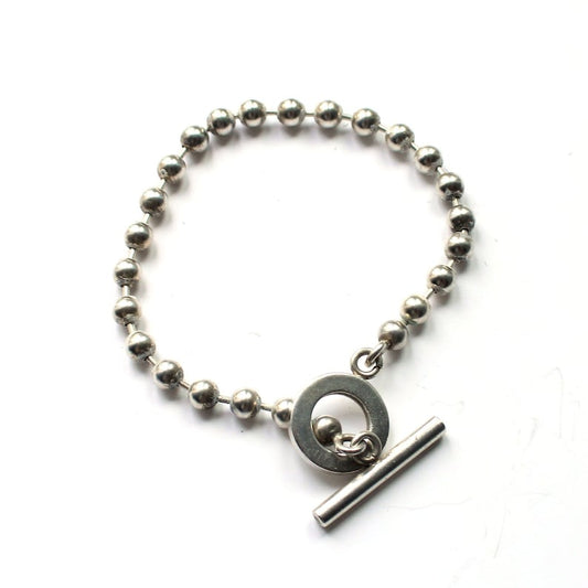 Solid Silver Gucci Boule Ball Chain Toggle Bracelet