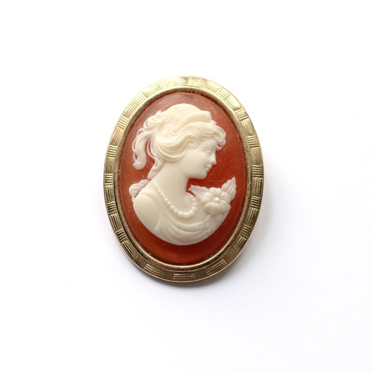 Vintage Rolled Gold Cameo Brooch