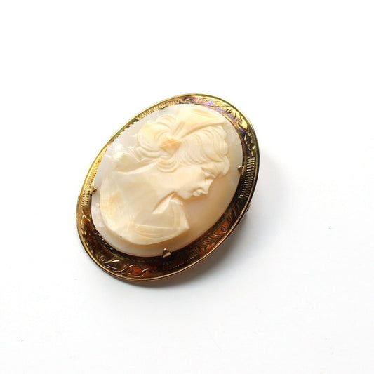Antique Carved Shell Cameo in Rolled Gold